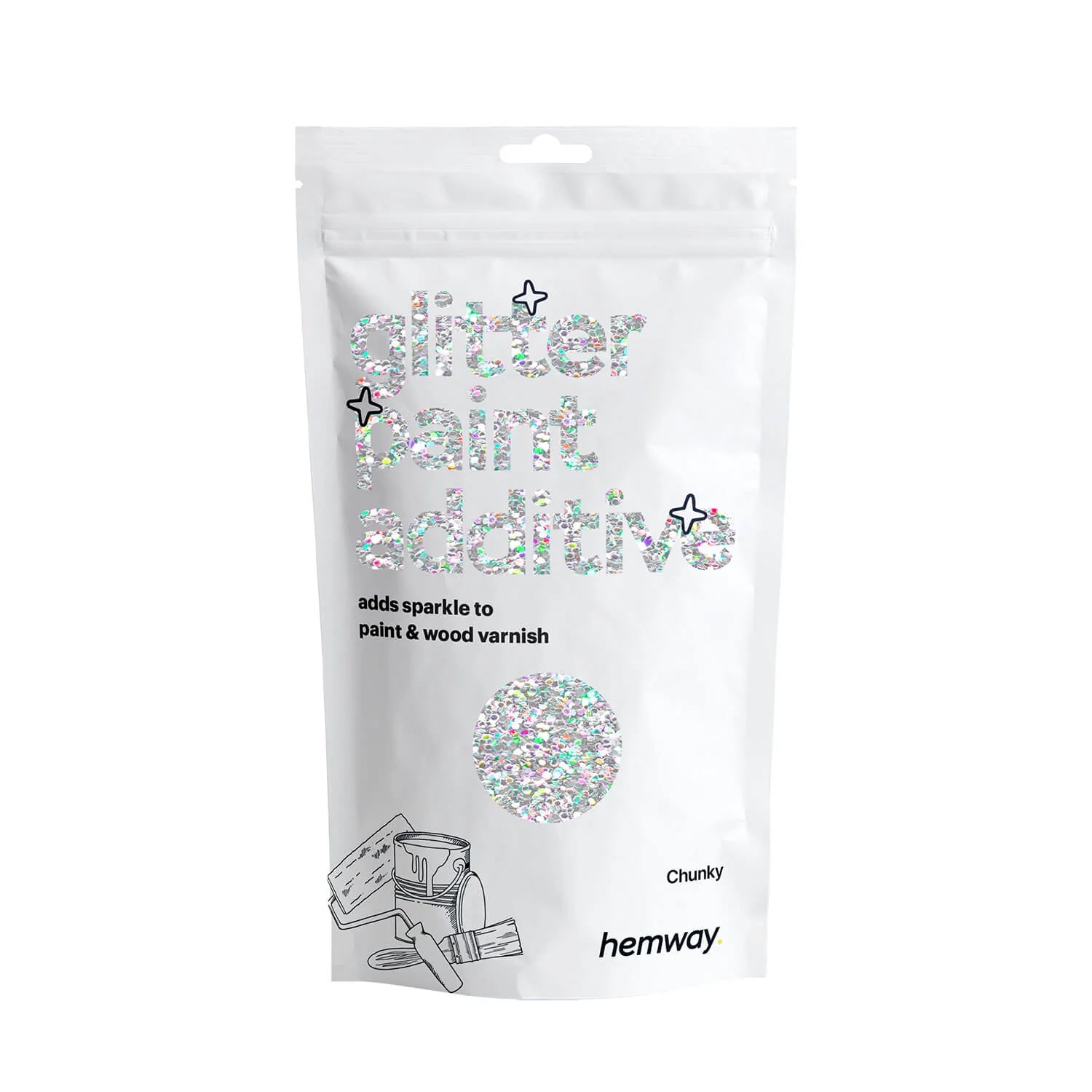 Hemway Glitter Olografico Per Resina – Stelle E Lune, 100g, Colore Argento